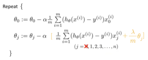 Gradient Descent for the regularized cost function